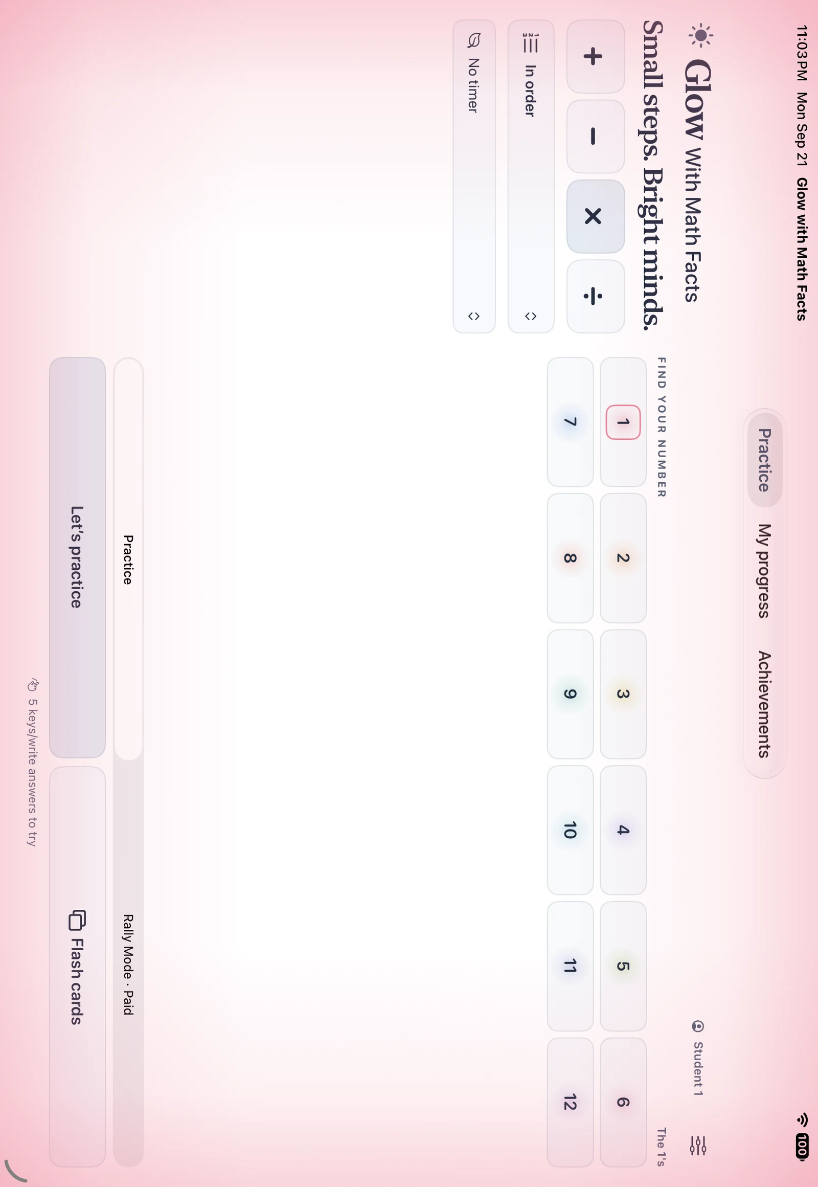 Glow flashcard setup on iPad
